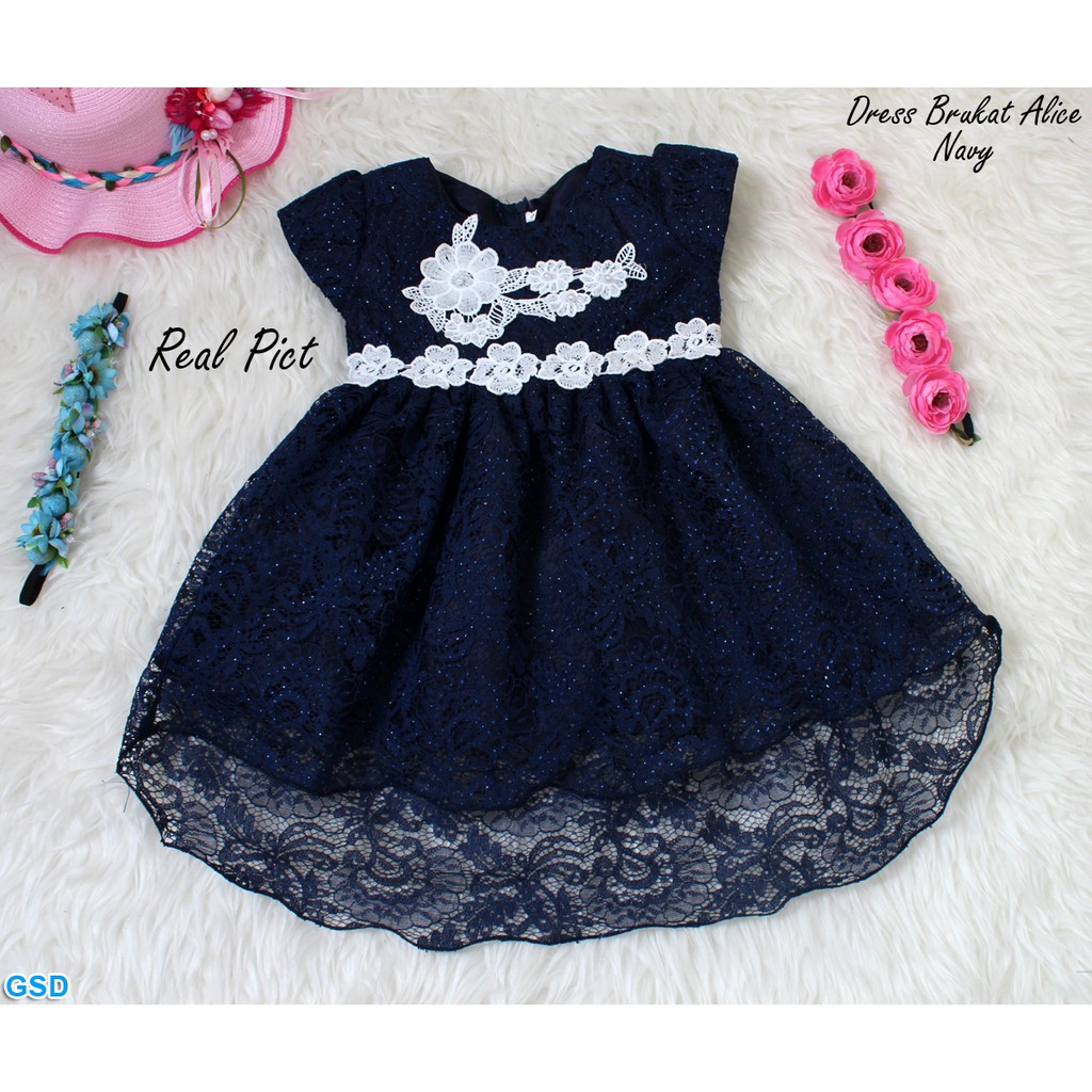 Dress Kids Alice/Baju Terusan Dress Anak Import/Casual Mini Midi Dress Brukat Anak/Baju Anak Murah