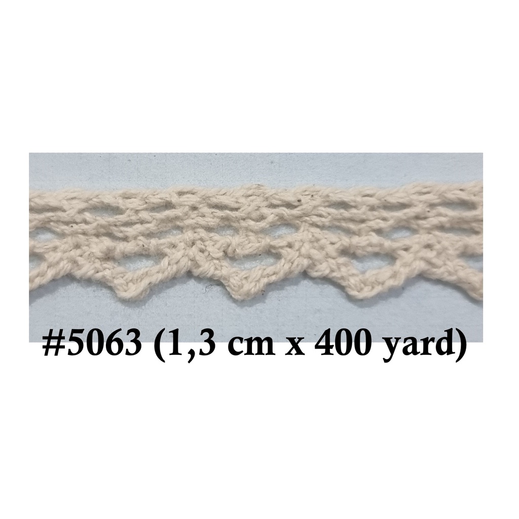 Renda Kait/Renda Rajut 1,3 cm x 400 yard #5063 Gunung Bahan Craft Jahit