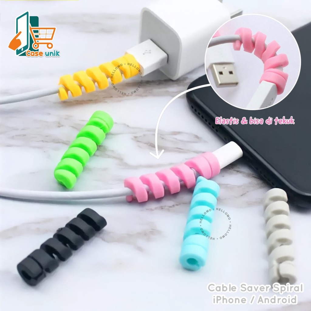 Cable Protector Spiral / Pelindung Kabel charger BISA DI TEMPEL DINDING - PROTERCTOR UJUNG KABEL CS3394