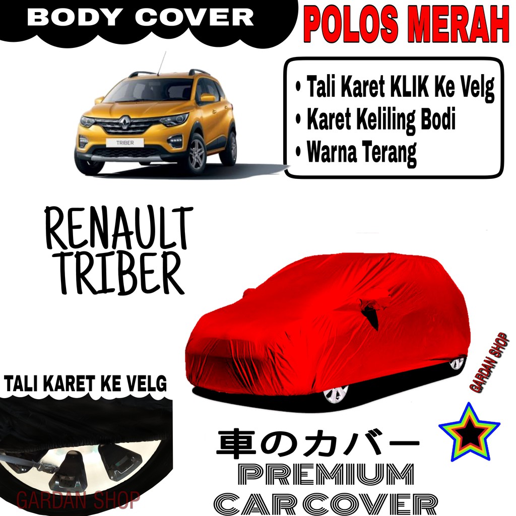 Sarung Mobil RENAULT TRIBER Polos MERAH Body Cover Penutup Body Triber PREMIUM