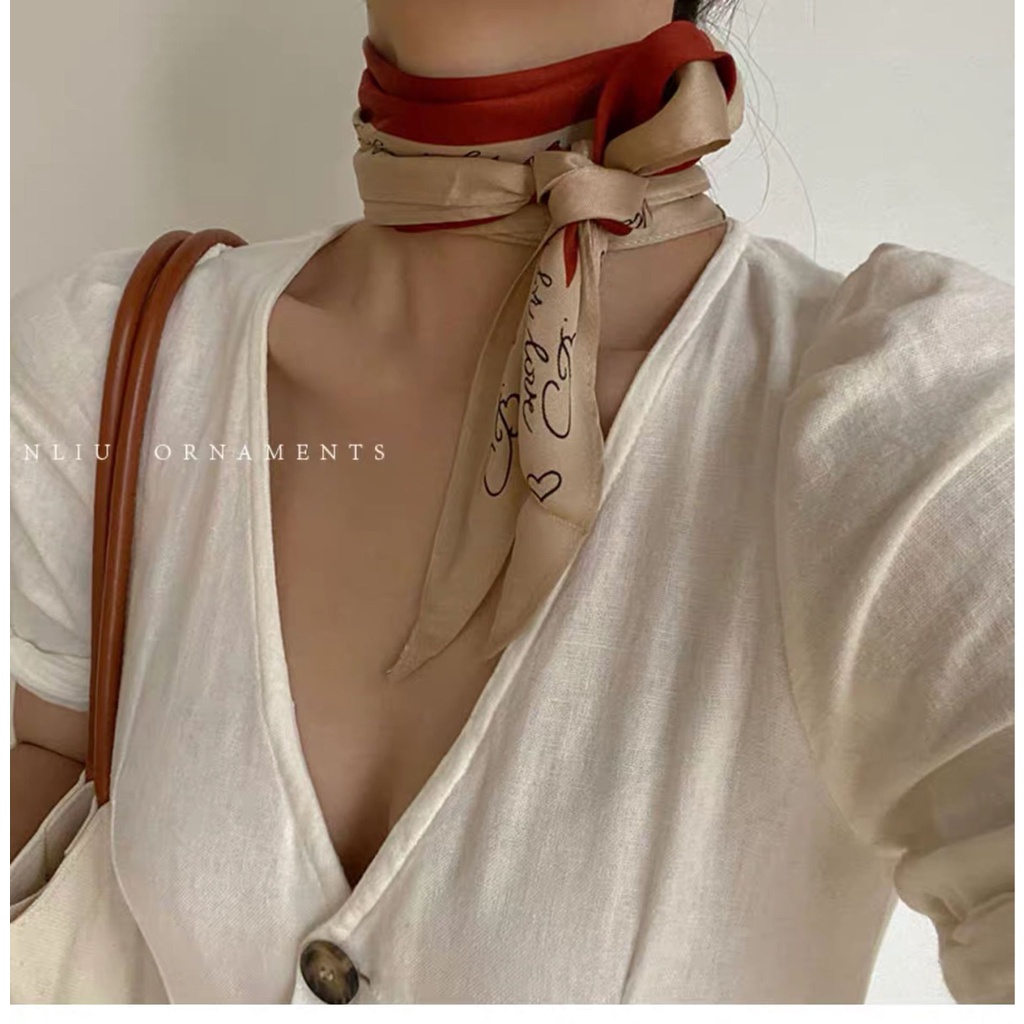 HIGH-END KOREAN SILK SCARF BAG SHAWL RIBBON STYLE FLOWER LETTER BASIC MOTIF TWILLY FEMALE WOMEN HAIR NECK/ PITA SYAL TAS KOREA RAMBUT LEHER TANGAN WANITA MODEL DESAIN VINTAGE RETRO SATIN MATERIAL MINI FASHION BANDANA KATUN SUTRA DASI POLOS SELENDANG