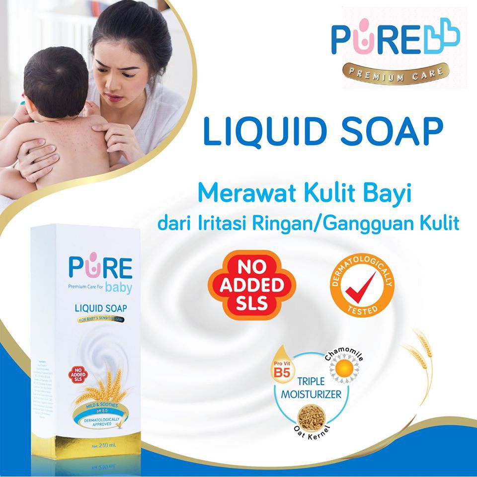 Pure Baby Liquid Soap 230 ml / Sabun Mandi Untuk Kulit Bayi Sensitif / Pure BB