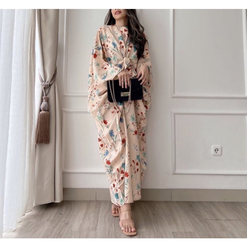 GAMIS KAFTAN WANITA DRESS MAXI PANJANG PREMIUM IMPORT BANGKOK ALA KOREA KOREAN STYLE BANGKOK FLOWY K