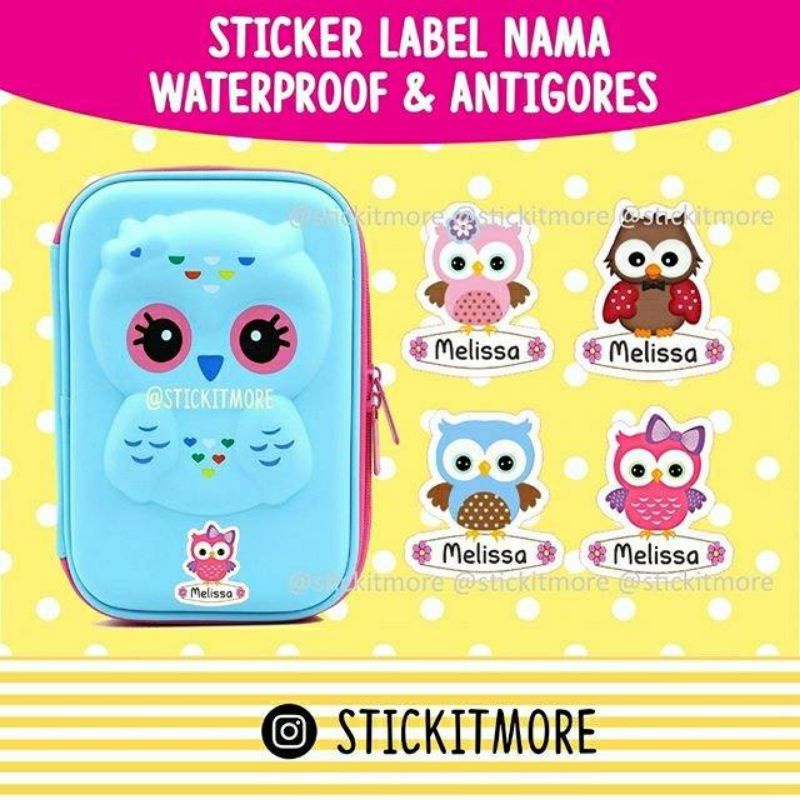 

[Pilih Variasi] Sticker Nama Waterproof Cute Animals