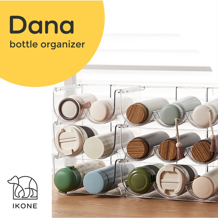 【IKONE】DANA Bottle Organizer Tempat penyimpanan Termos Tempat Penyimpanan Botol Minuman Rak Dapur Organizer Acrylic bening Perlengkapan Rumah Dapur Kitchen