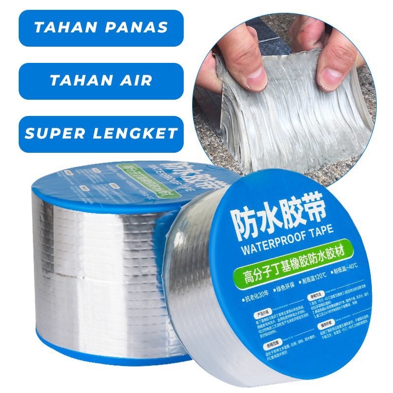 Lakban Aluminium Anti Bocor 5M Lakban Foil Butyl Tape Super Kuat Waterproof