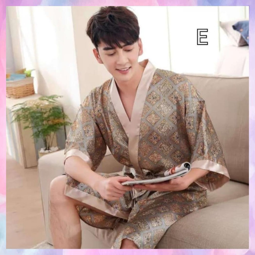 Kimono Pria Baju Tidur Kimono Renang Cowo Silk Satin Seserahan Nikah