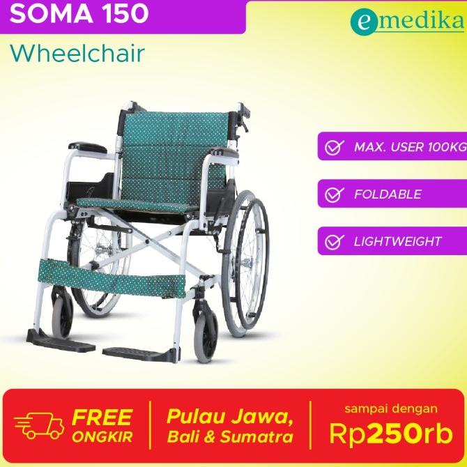 Kursi Roda Soma 150 Wheelchair 22"Roda Besar Traveling Aluminium Cargo