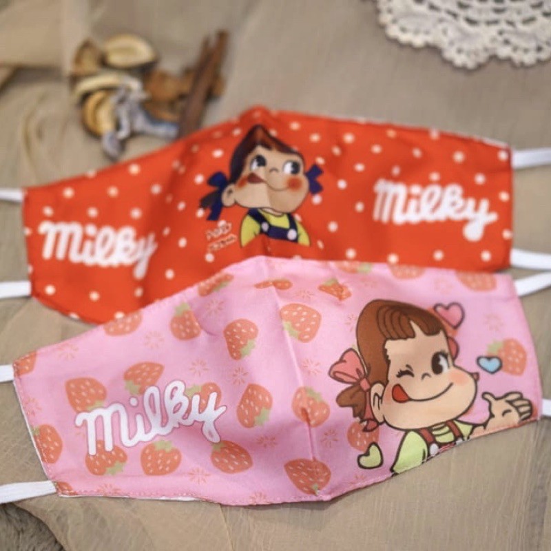 Masker 2 ply + filter motif holika holika PEKO CHAN MILKY pekochan