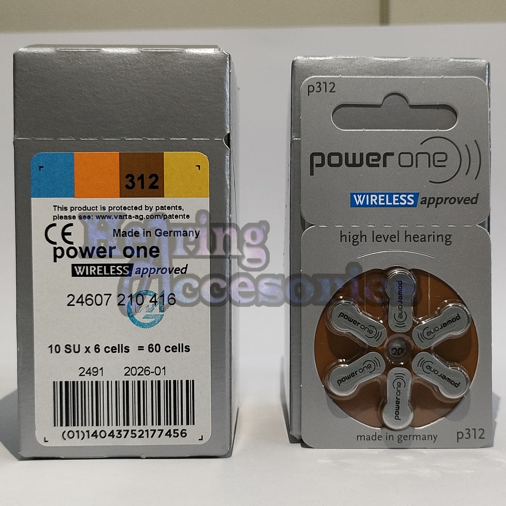 Baterai Alat Bantu Dengar Hearing Aid Battery PowerOne 312(P312) Mercury-Free