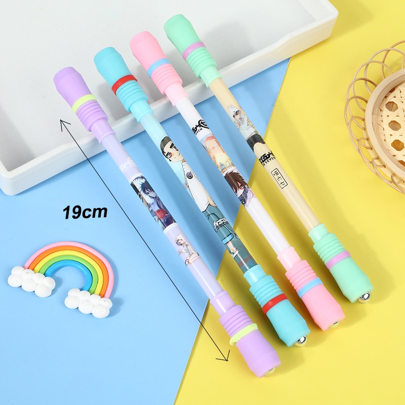 Mainan Pulpen Spinner Luminous Desain Kartun Lucu Multi Model Warna Acak Untuk Pelajar