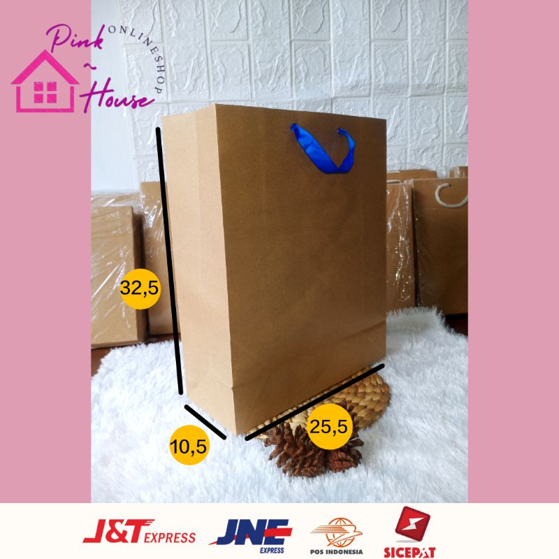 

PAPER BAG POLOS COKELAT [ BERHADIAH ] TAS KERTAS/ P 25,5 X L 10,5 X T 32,5