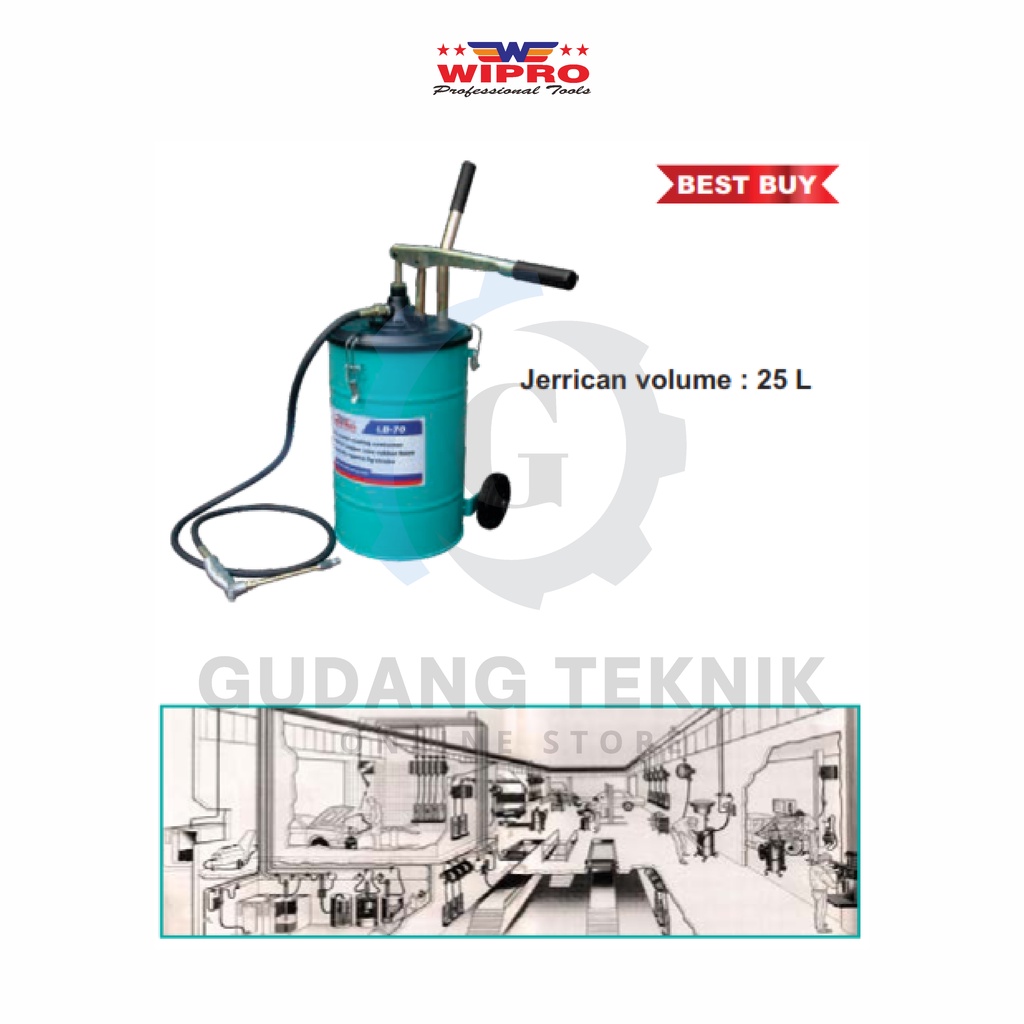 Air Lubricator Grease Manual 25 L WIPRO LB-70 / Alat Pompa Manual Gemuk Tenaga Angin Kompressor WIPRO LB70 - Pelumas Pneumatic Grease WIPRO LB 70