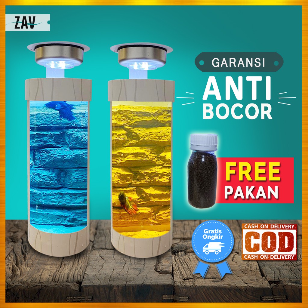 Aquarium soliter mini bulat koleksi led usb dinding tempel tempat ikan cupang hias unik murah