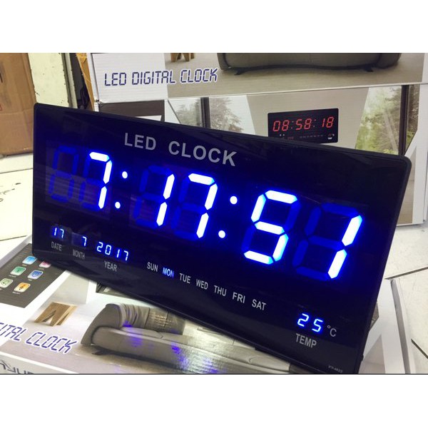 Jam Dinding Digital LED Meja LED Clock 4622 Biru