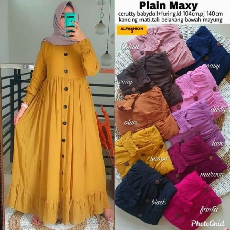Plain Maxi Dress/Pakaian Wanita-4