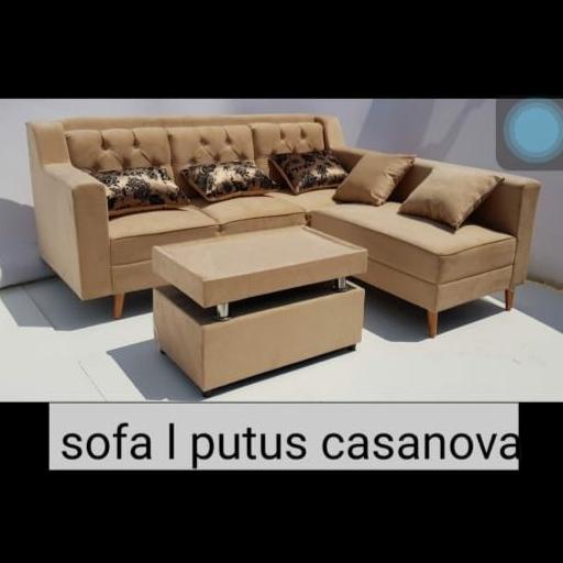 (Khusus Bogor) Sofa L Putus + Meja Casanova Barnwillow
