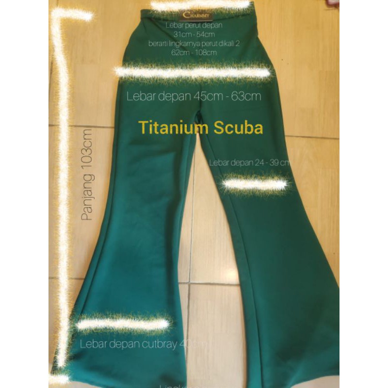 Celana scuba titanium CUTBRAY 502  (KUALITAS SUPER) seleting depan FLARE PANTS 525  highwist  516