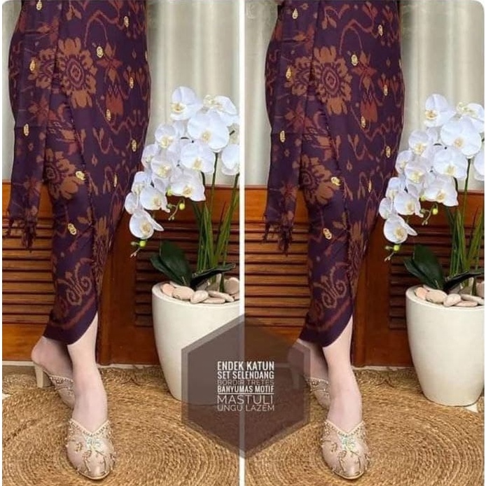 ABHA - Kamen Lembaran Endek Katun Banyumas Set Selendang/Kamen Wanita Bali