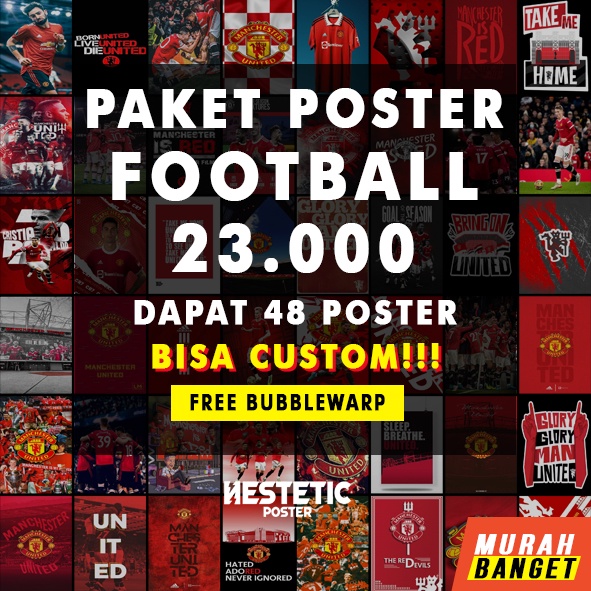 Poster Dinding Aesthetic Isi 48 | Poster Football | Poster Dinding Aesthetic | Poster Aesthetic | Poster Murah | Isi 48 Pcs | Poster Football Retro Vintage Band