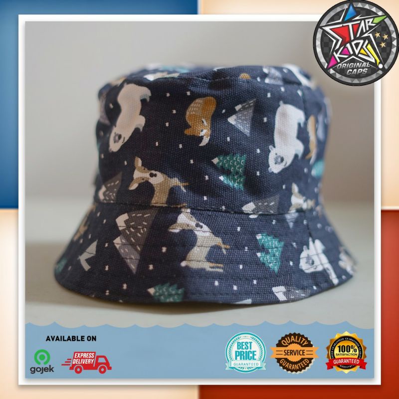 (BISA COD) TOPI BUCKET ANAK KARAKTER KUCING PREMIUM