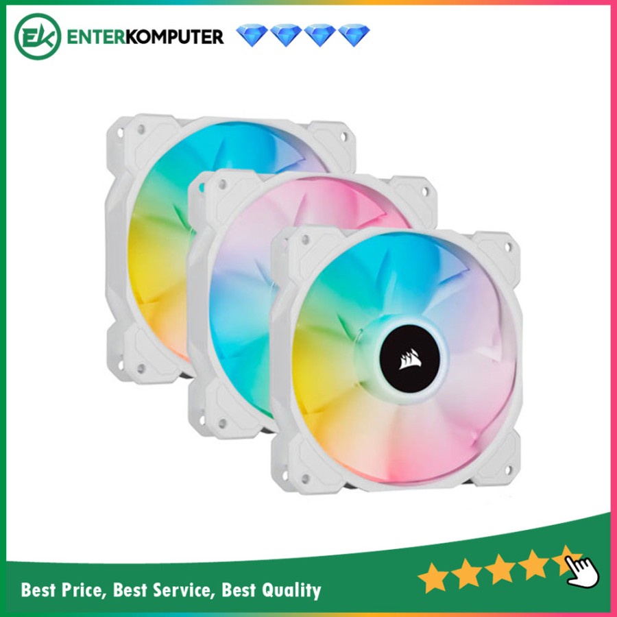 Corsair iCUE SP120 RGB Elite PWM White (Three Pack) - 12CM Fan