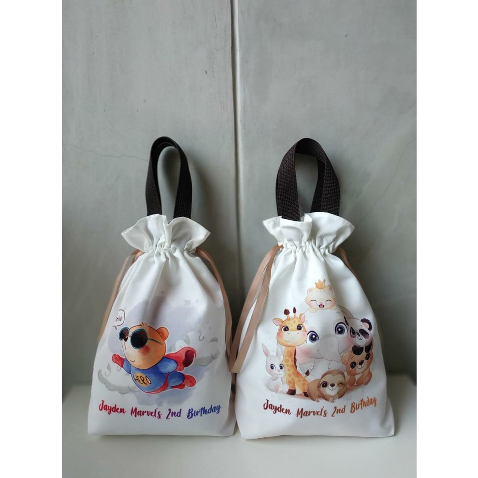 Pouch serut kanvas rumbai +jinjing custom fullcolor print (Minimal order 10 pcs)