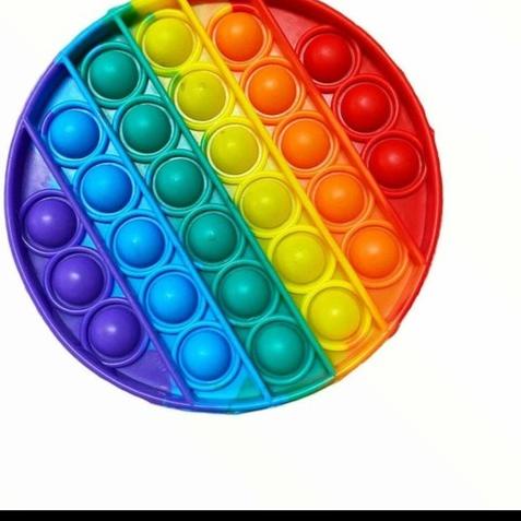 ♣ POP IT Rainbow Pelangi Mainan Pop Its Round Fidget Spinner - BULAT, JUMBO ➥