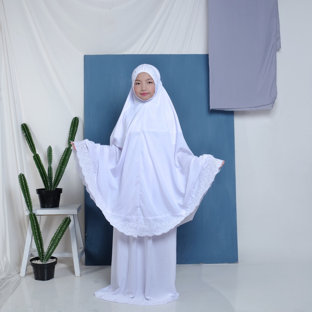 Mukena Anak REMAJA Pasteleena KhadijahLabel (Putih Senada REMAJA