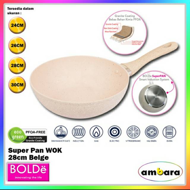Panci Bolde Super Pan Bolde WOK 28cm Beige