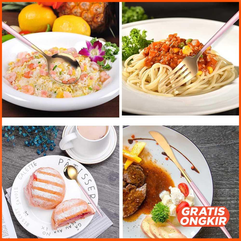 Set Perlengkapan Makan Sendok Garpu Pisau 24 PCS - TW873