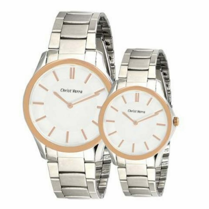 JAM TANGAN COUPLE CHRIST VERRA 39276-14 WHT ORIGINAL