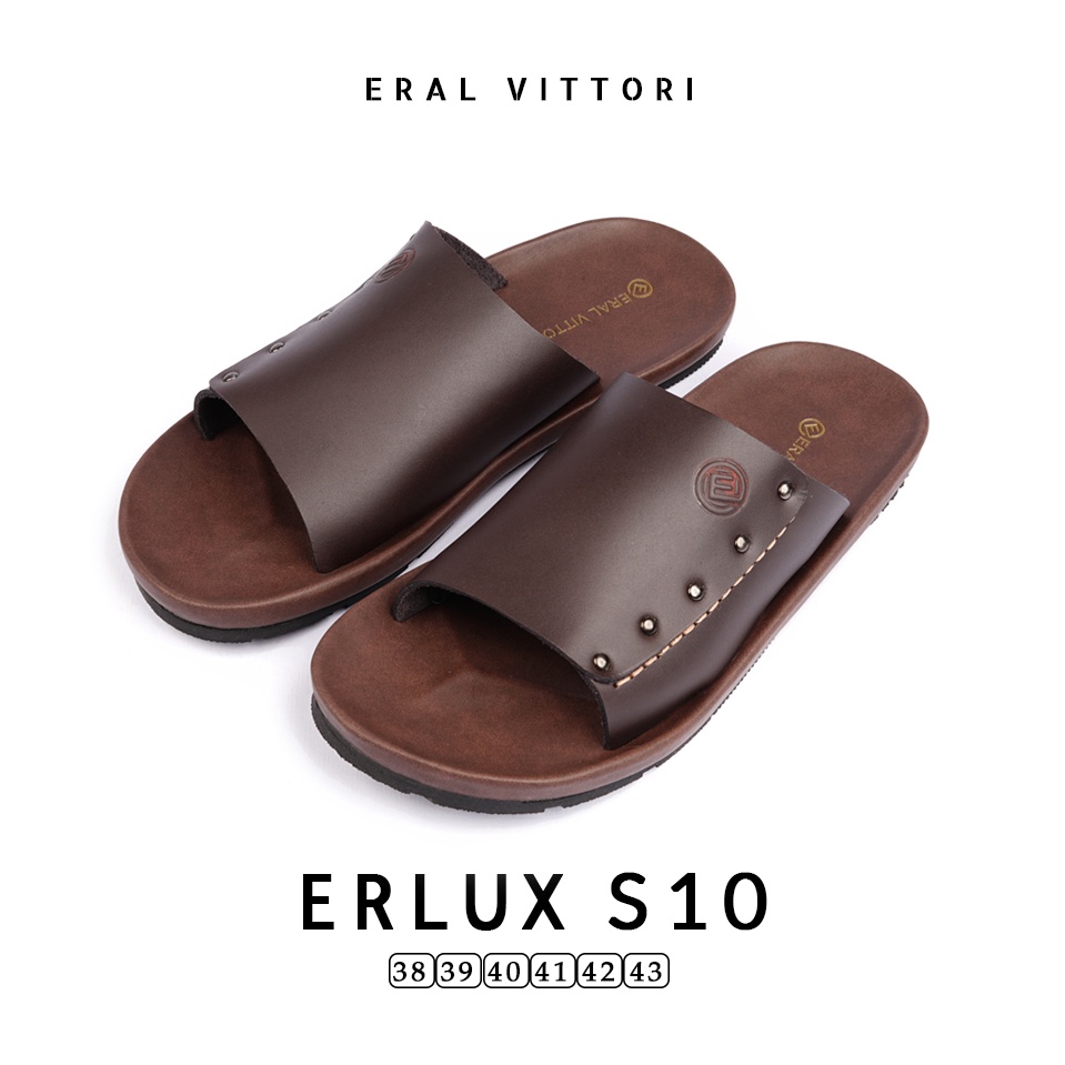 Eral Vittori - Erlux S10 Sandal Kulit Harian Pria Santai Elegan Coklat