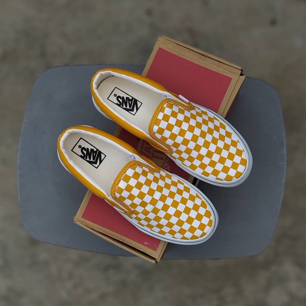 vans ochre checkerboard