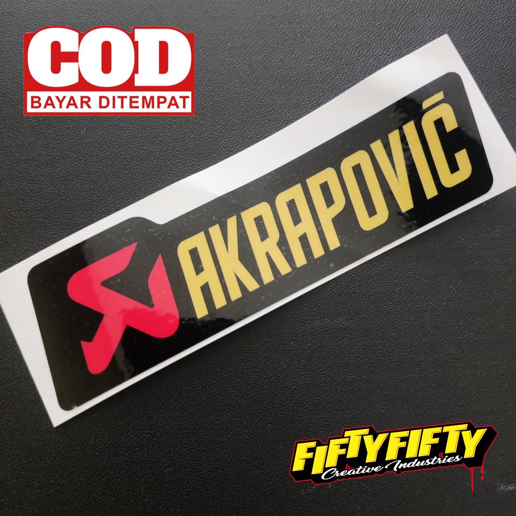 Stiker Print Cut AKRAPOVIC Stiker Printing Laminasi Glossy Stiker Motor Mobil Helm Sudah Membentuk Pola Desain