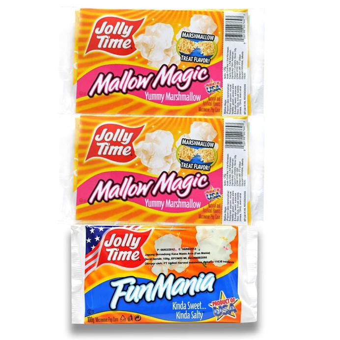 

PAKET DUO MALLOW FUN MANIA (2MM, 1FM) - JOLLY TIME MIRCOWAVE POPCORN