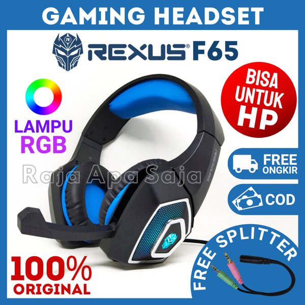 HEADSET GAMING REXUS F65 RGB - Headphone Gaming Head Phone Full Bass Henset Game Gamers Hedset