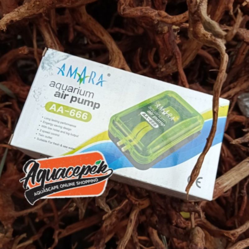 AMARA AIR PUMP AERATOR AA-666 POMPA FILTER 2LUBANG AQUARIUM AQUASCAPE