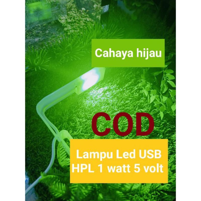 Lampu hias aquarium Led USB HPL 1 Watt 5 Volt Cahaya Hijau