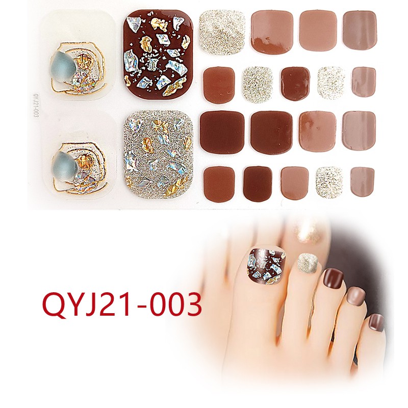 Qyj21-001 - 020 22pcs / Lembar Stiker Kuku Kaki 3d Diy Untuk Nail Art