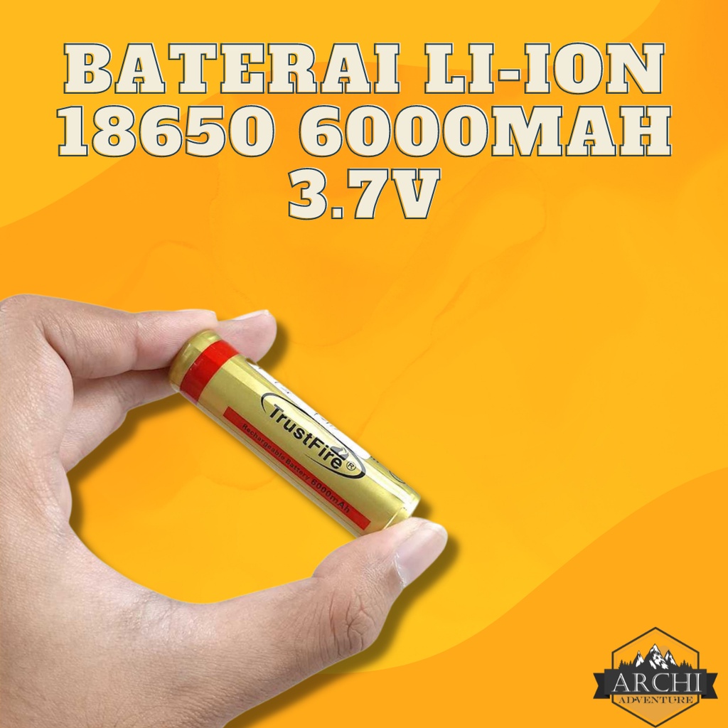 BATERAI CHARGE  Trustfire Baterai Li-ion 18650 6000mAh