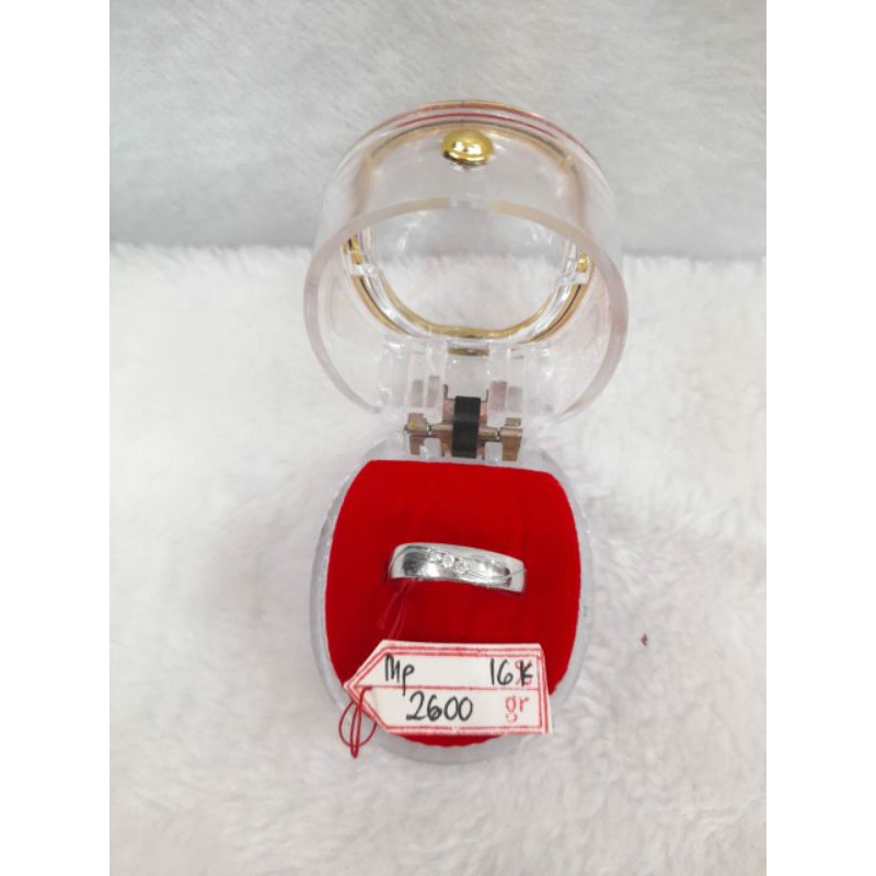 CP1472F317F cincin kawin emas putih asli permata triple white gold antik berat 2.600 no 19 kadar 70%