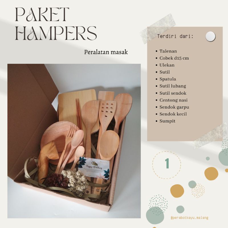 

Hampers Kado Wedding/ ulang tahun/ Lebaran peralatan masak kayu cooking set