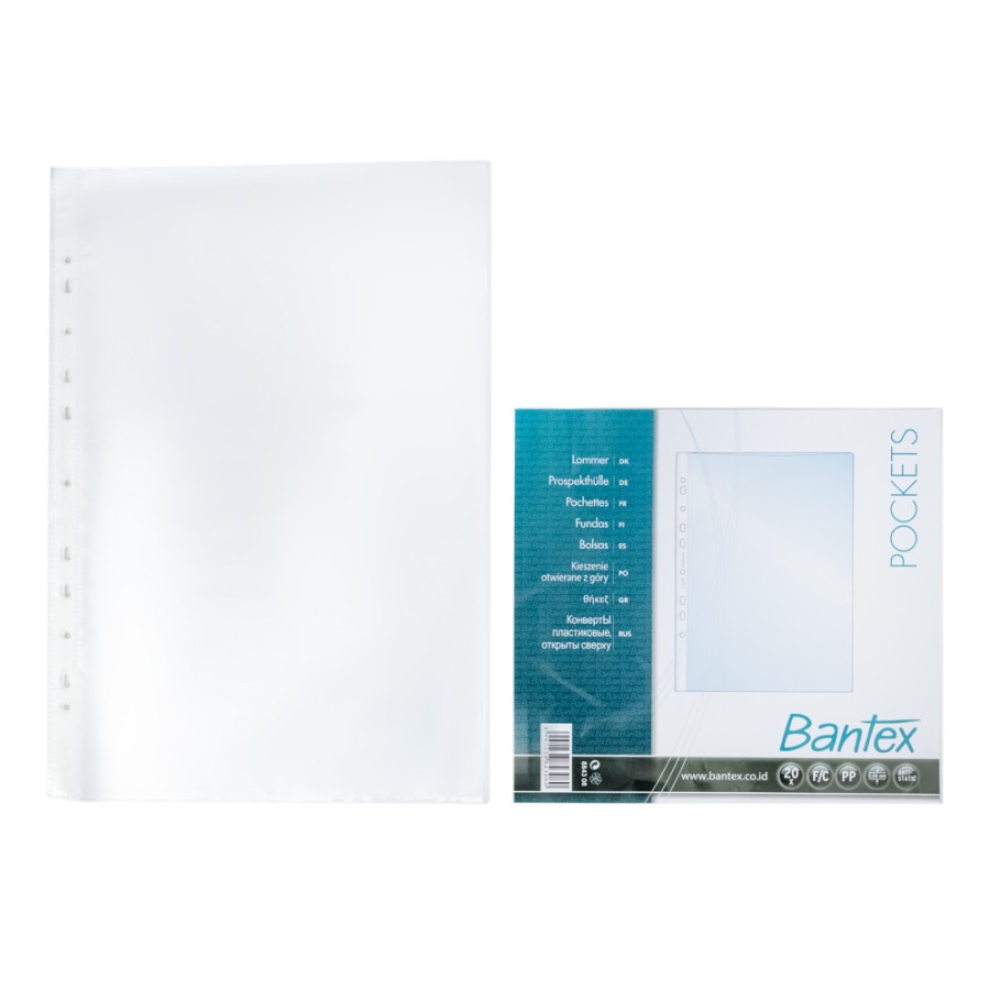 Bantex Pocket Clear (20 Sheets) 0.06mm thickness Folio 8843 08