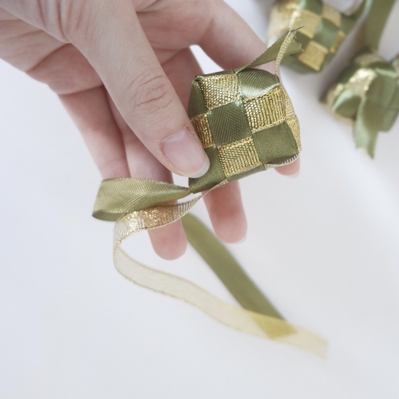 ketupat lebaran pita jepang/ ketupat hiasan hampers lebaran/ pita hias/ hiasan parcel/ hiasan lebara