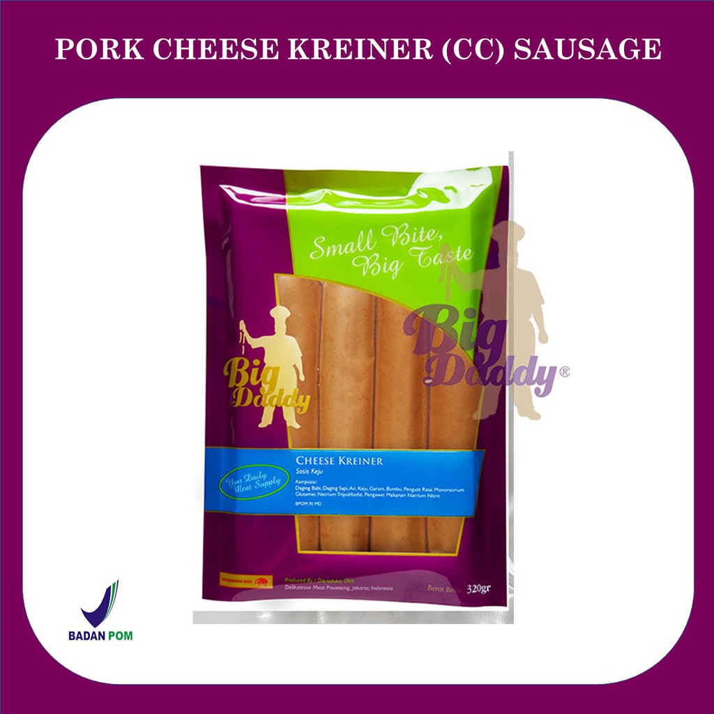 

BIGDADDY PORK CHEESE KREINER SAUSAGE 320 GR SOSIS BABI KREINER KEJU JUMBO SOSIS HOTEL