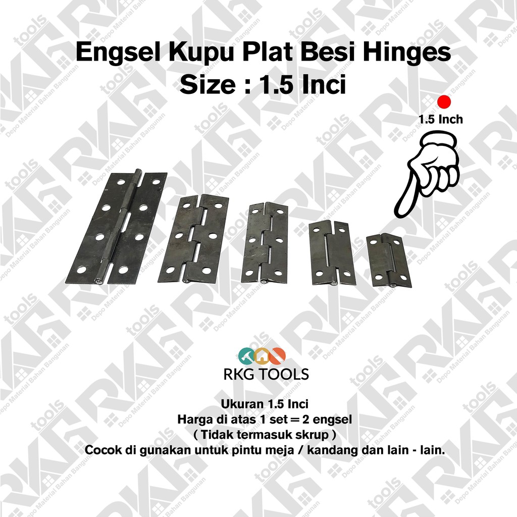 Engsel Kupu Plat Besi 1.5 Inci Hinges