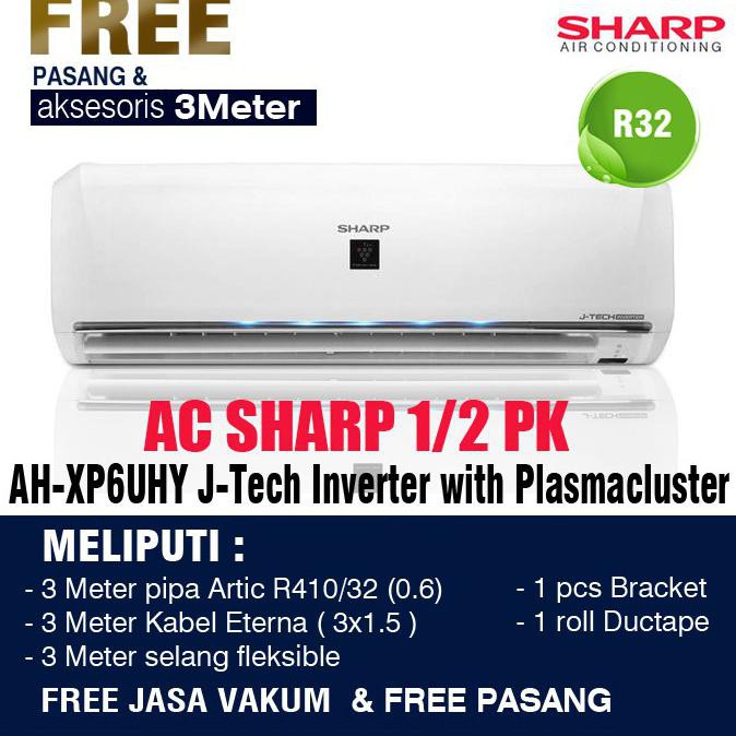 Jual Ac Sharp 1 2 Pk Ac Sharp 1 2pk Ah Xp6uhy J Tech Inverter With Plasmacluster Series Ready Stok Indonesia