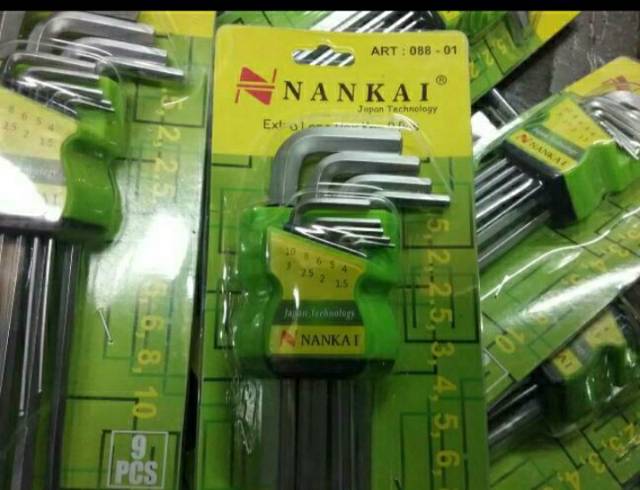 KUNCI L PANJANG BALLPOINT NANKAI 9 PCS LONG HEX KEY BALL POINT NANKAI 9PCS