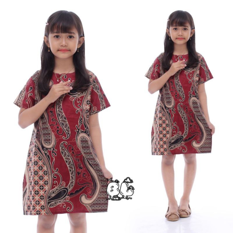 COUPLE KELUARGA TERVIRAL BATIK PEKALJAYA 1794 PALING LARIS BISA COD-Dres anak (engkol A)